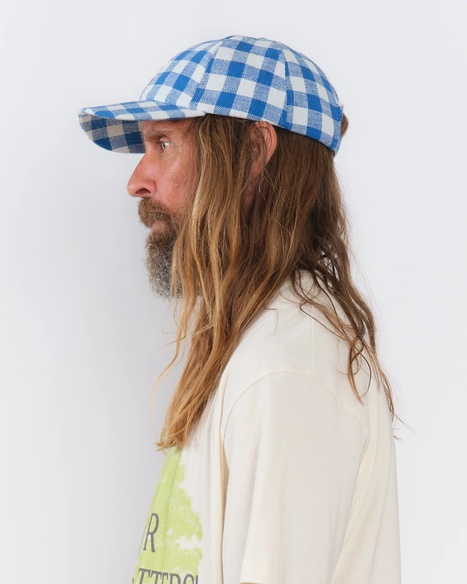 Custom Baseball Cap - Blue Gingham Handloom - Image 3