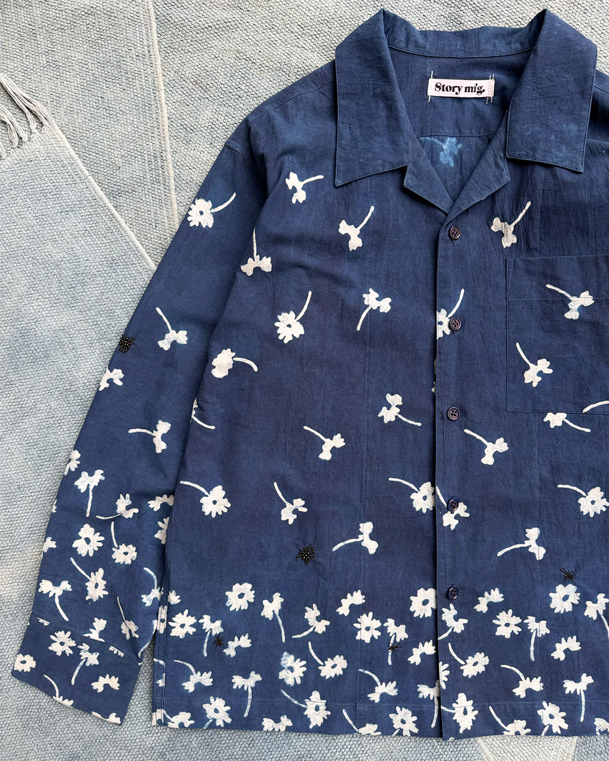 Greetings Shirt LS - Falling Daisy Indigo - Image 3