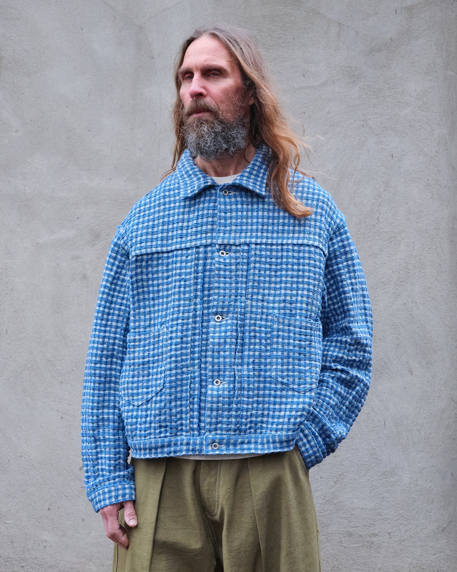 Sundae Jacket - Indigo Wobbly Waffle - Image 7