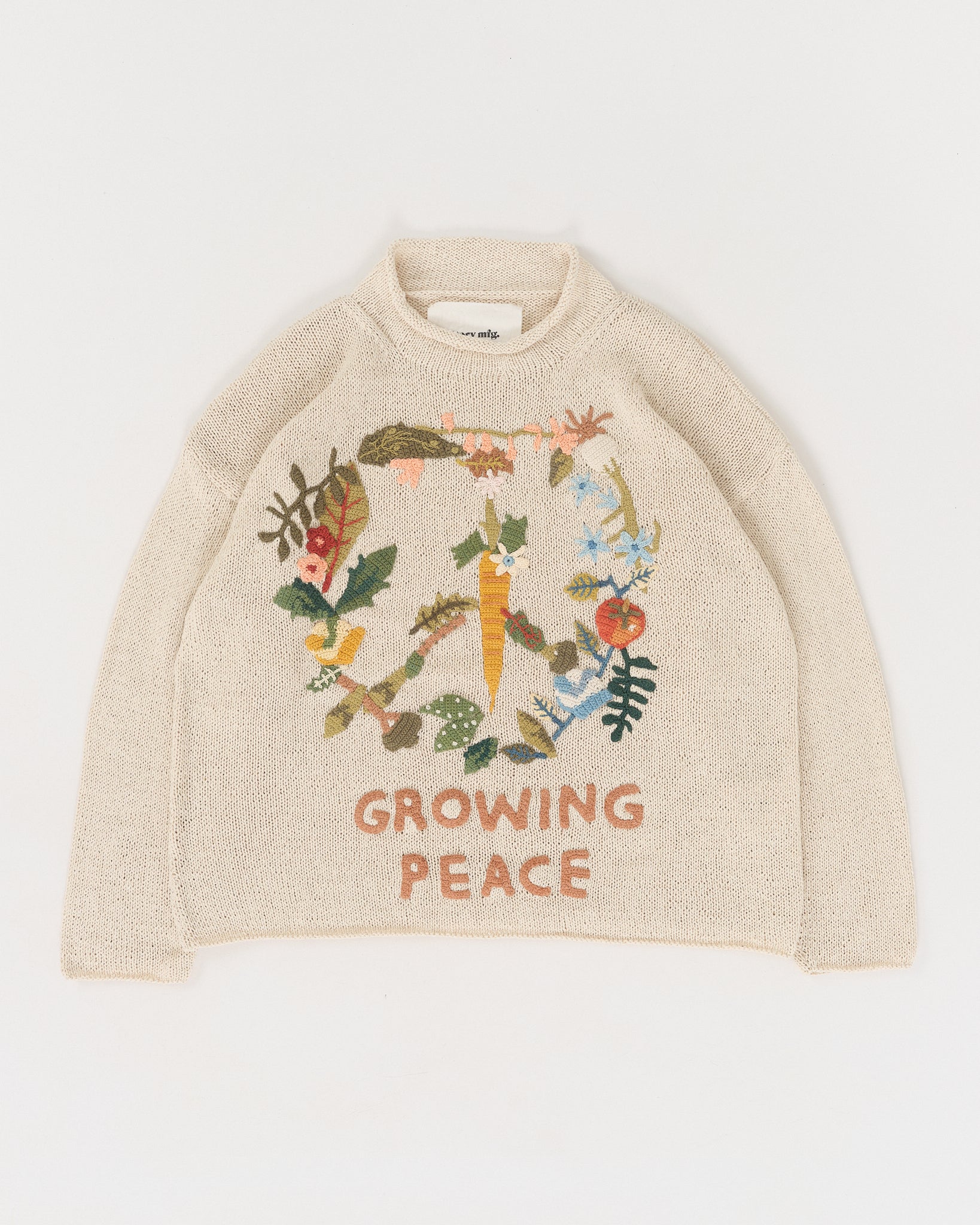 Twinsun Knit Rollneck - Ecru Growing Peace - Image 3